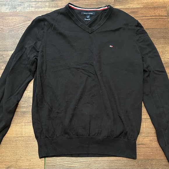Tommy Hilfiger Kids V-Neck Sweater in Black - Picture 1 of 4